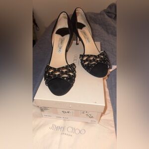 Authentic Jimmy Choo Elroy 65M D’Orsay Black Suede Heels